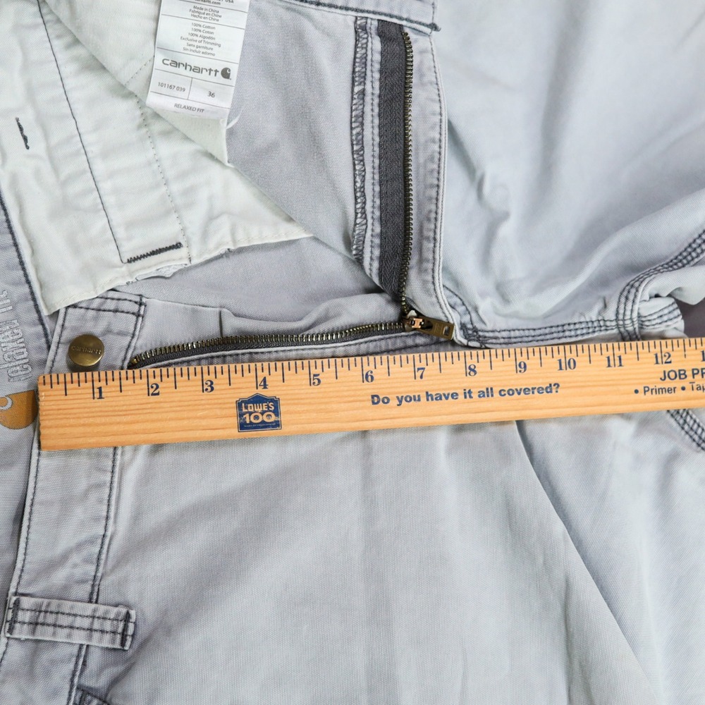 Carhartt Relaxed Fit Shorts Men 36 Grey Cotton Canvas Utility Carpenter Workwear - Picture 10 of 10